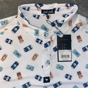Bad Birdie Mens XXL‎ Golf Polo Shirt Beer Can Print Short Sleeve Collared NWT
